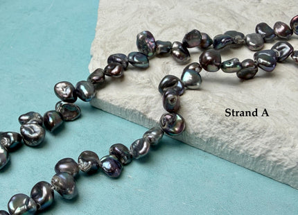 7-8x9-10 mm Dark Blue Gray Peacock Keshi Top Drilled Freshwater Pearl Beads B Grade #P3291