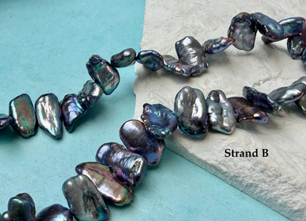 10-11x19-23 mm AAA Blue Peacock Biwa Stick Freshwater Pearl Beads High Luster Pearl #P3292