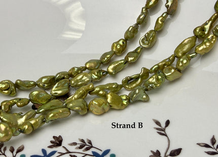 7-9 mm Sage Green Color Keshi Freshwater Pearl Beads Rice Nugget Pearl #P3288