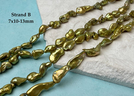 7-9 mm Sage Green Color Keshi Freshwater Pearl Beads Rice Nugget Pearl #P3288
