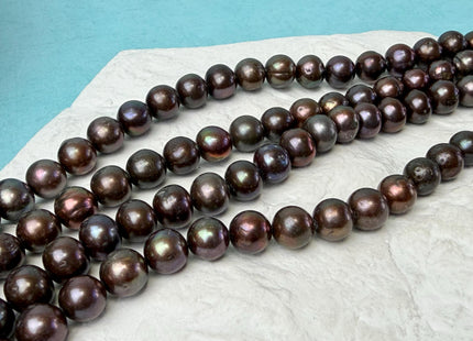 9-10 AA Dark Chocolate Brown Color Round Freshwater Pearl Beads #P3296