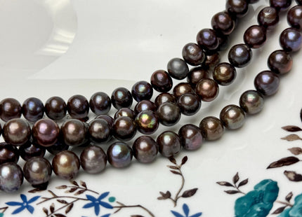 9-10 AA Dark Chocolate Brown Color Round Freshwater Pearl Beads #P3296