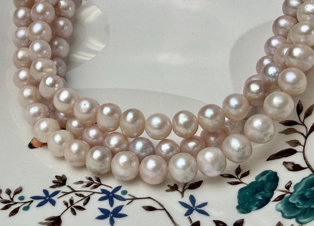 10-11 mm AA Natural Pink Color Off Round Freshwater Pearl 42 Beads #P3297