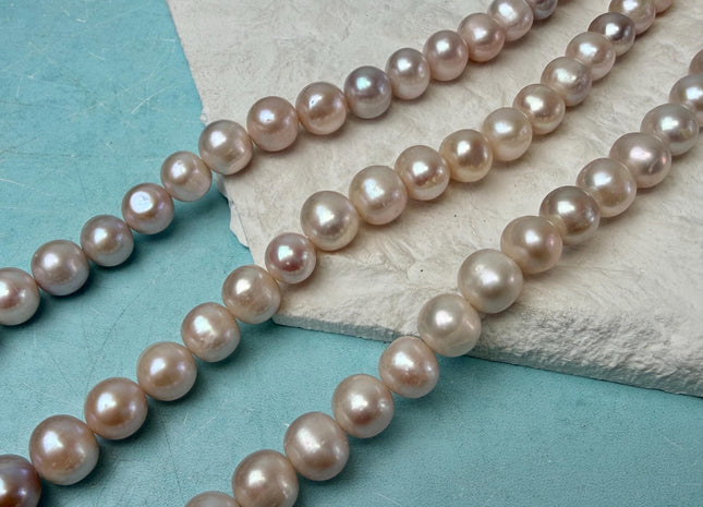 10-11 mm AA Natural Pink Color Off Round Freshwater Pearl 42 Beads #P3297