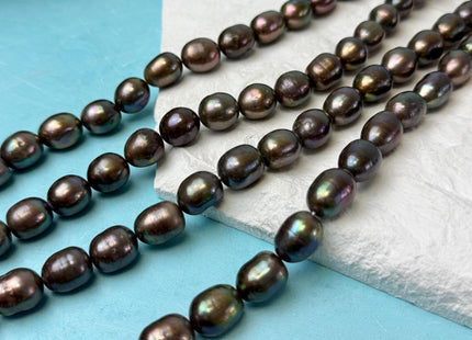 11x13-14 mm Dark Peacock Black Color Freshwater Rice/Oval Pearl 28 Beads #P3300