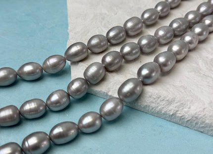 11x12-14 mm AA Gray Color Freshwater Pearls Long Rice/Oval Shape Pearl Beads #P3301