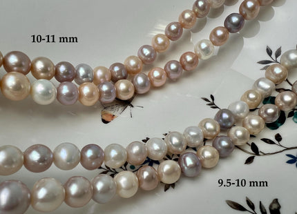 9.5-10 mm Natural White, Pink, Peach Multi Color Freshwater Potato Pearls, Genuine High Luster Freshwater Potato Pearls #1325