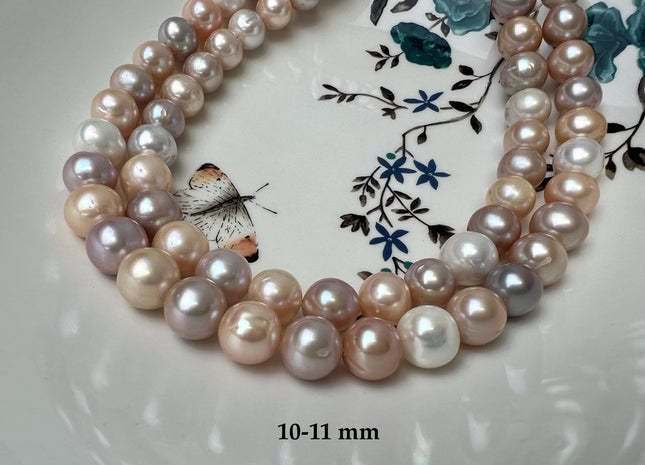 9.5-10 mm Natural White, Pink, Peach Multi Color Freshwater Potato Pearls, Genuine High Luster Freshwater Potato Pearls #1325
