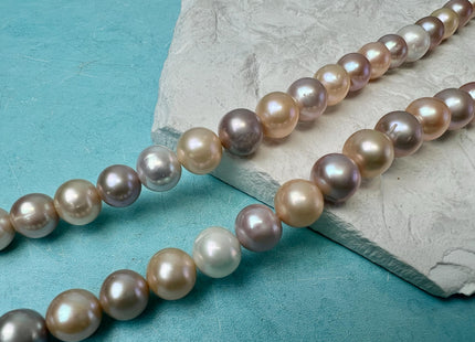 9.5-10 mm Natural White, Pink, Peach Multi Color Freshwater Potato Pearls, Genuine High Luster Freshwater Potato Pearls #1325