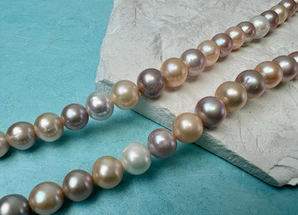 9.5-10 mm Natural White, Pink, Peach Multi Color Freshwater Potato Pearls, Genuine High Luster Freshwater Potato Pearls #1325