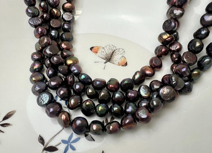 9-10 mm AA Dark Purplish Peacock Potato Nugget Freshwater Pearl #307