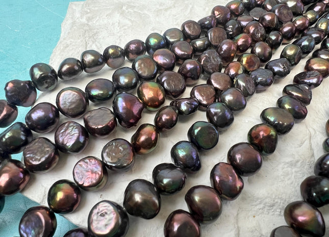 9-10 mm AA Dark Purplish Peacock Potato Nugget Freshwater Pearl #307