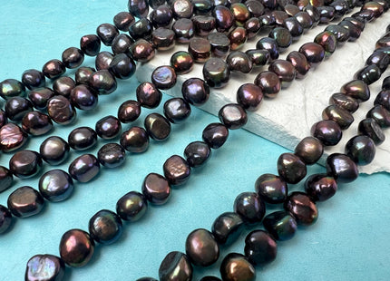 9-10 mm AA Dark Purplish Peacock Potato Nugget Freshwater Pearl #307