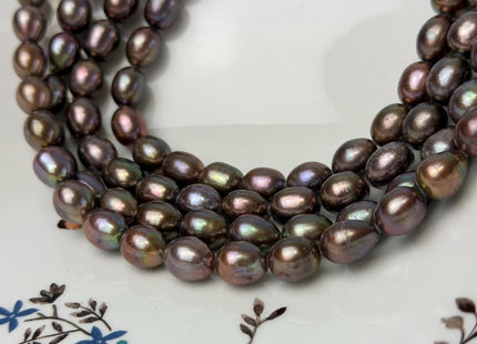 8.5-9x11-12 mm AAA Copper Brown Color Freshwater Rice/Oval Pearl Beads #P3302