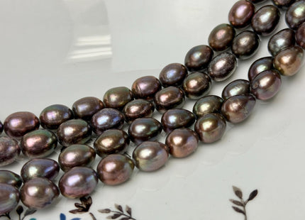 8.5-9x11-12 mm AAA Copper Brown Color Freshwater Rice/Oval Pearl Beads #P3302