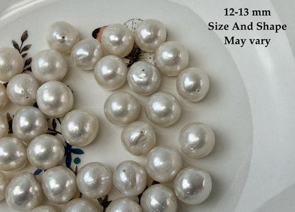 ONE Piece Rare AAAA Natural White 10-13 mm High Luster Full Drilled Baroque Edison Pearl #P3303