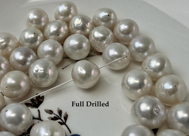 ONE Piece Rare AAAA Natural White 10-13 mm High Luster Full Drilled Baroque Edison Pearl #P3303