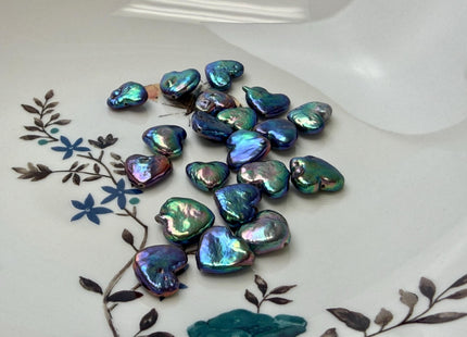 One Piece 10-12 mm AAA Very Rare Peacock Heart Shape Freshwater Coin Pearl Beads #P3307