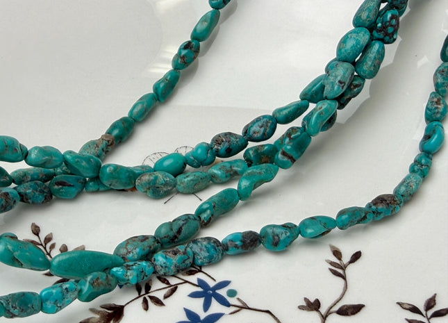 5-7x9-11 mm Natural Genuine Blue Green Turquoise Gemstone Nugget Beads #4757