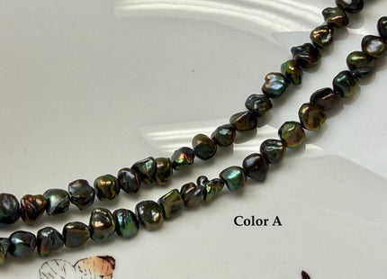 7.5-8 mm AA Dark Green Color Keshi Nugget Freshwater Pearl Beads Center Drilled Pearl #P3306