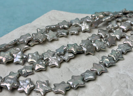 11-12 mm AAA Very Rare Gray Color W/Gold Sheen Star Shape Freshwater Coin Pearl Beads Genuine High Luster Pearl #P3309