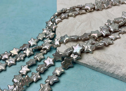 11-12 mm AAA Very Rare Gray Color W/Gold Sheen Star Shape Freshwater Coin Pearl Beads Genuine High Luster Pearl #P3309