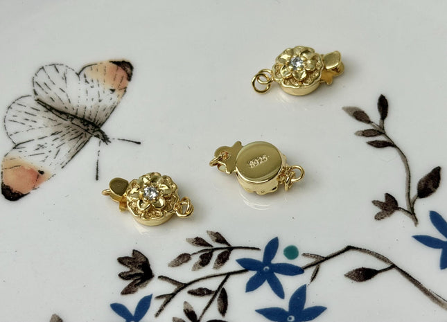 8mm 15mm Jumbo .925 Sterling Silver Clasp, Large Sterling Silver Finding Clasp, Silver Finding Clasps, Floral Design Jumbo Clasp #10062