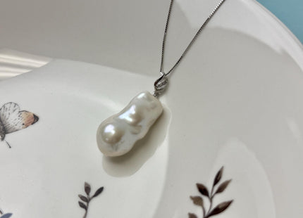 One Piece 925 Sterling Silver/Gold Pendant Setting Findings For Half Drilled Pearls #10378