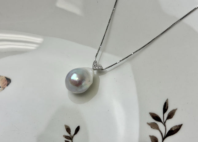 One Piece 925 Sterling Silver/Gold Pendant Setting Findings For Half Drilled Pearls #10379