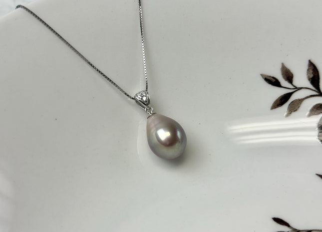 One Piece 925 Sterling Silver/Gold Pendant Setting Findings For Half Drilled Pearls #10380