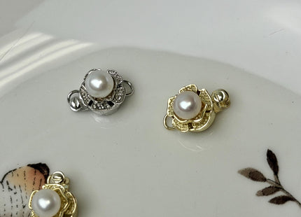10mm .925 Sterling Silver Clasp Floral Design Pearl Clasp #10381