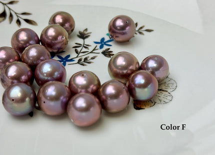 ONE Piece Rare AAAAA 13-14 mm High Luster Half Drilled Round Edison Freshwater Pearl Dark Mauve Purple Color #P3311