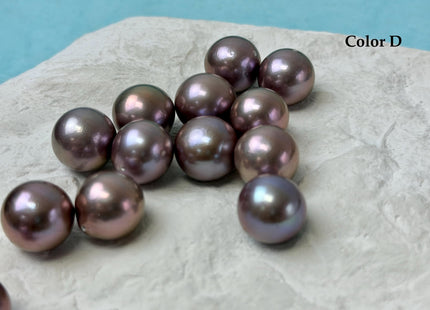 ONE Piece Rare AAAAA 13-14 mm High Luster Half Drilled Round Edison Freshwater Pearl Dark Mauve Purple Color #P3311