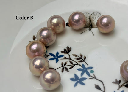 ONE Piece Rare AAAAA 13-14 mm High Luster Half Drilled Round Edison Freshwater Pearl Dark Mauve Purple Color #P3311