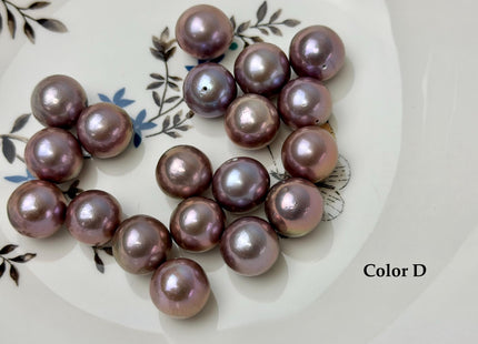 ONE Piece Rare AAAAA 13-14 mm High Luster Half Drilled Round Edison Freshwater Pearl Dark Mauve Purple Color #P3311