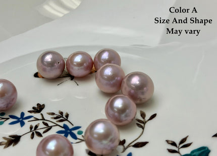 ONE Piece Rare AAAAA 13-14 mm High Luster Half Drilled Round Edison Freshwater Pearl Dark Mauve Purple Color #P3311