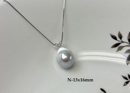One-Of-A-Kind 12-18x16-30 mm Rare Natural White/Mauve Pink Baroque Edison Pearl With .925 Sterling Silver/Gold Pendant #PD0007