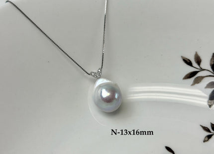 One-Of-A-Kind 12-18x16-30 mm Rare Natural White/Mauve Pink Baroque Edison Pearl With .925 Sterling Silver/Gold Pendant #PD0007