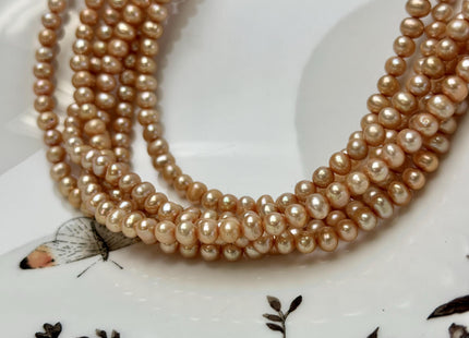 4.5-5 mm AA Champagne Color Potato Freshwater Pearl Beads Genuine High Luster Champagne Freshwater Pearl #1908