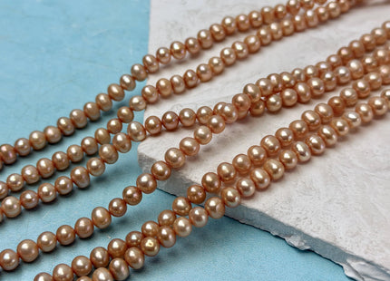 4.5-5 mm AA Champagne Color Potato Freshwater Pearl Beads Genuine High Luster Champagne Freshwater Pearl #1908