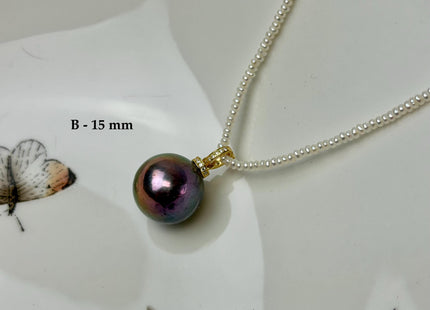 One-Of-A-Kind 13-21x26-34 mm Rare Natural White/Pink/Peacock Baroque Edison Pearl With .925 Sterling Silver/Gold Snap On Pendant #PD0008