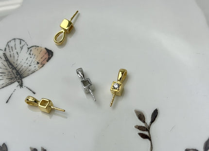 One Piece 925 Sterling Silver/Gold Pendant Setting Finding For Half Drilled Pearl Genuine Sterling Silver W/CZ Pendant DIY Jewelry #10090