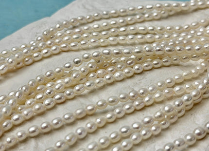 3.5-4x5 mm AAA Large Hole Rice Oval Freshwater Pearl Hole Size 1.0mm/1.2mm High Luster Natural White Small Tiny Pearl #P3313