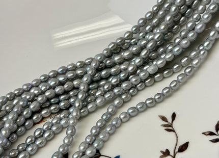3.5-4x5 mm AAA Large Hole Rice Oval Freshwater Pearl Hole Size 1.0mm High Luster Gray Small Tiny Pearl #P3312