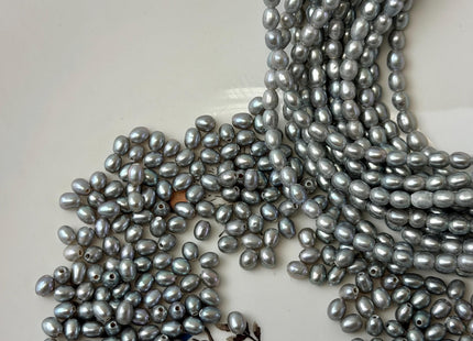 3.5-4x5 mm AAA Large Hole Rice Oval Freshwater Pearl Hole Size 1.0mm High Luster Gray Small Tiny Pearl #P3312
