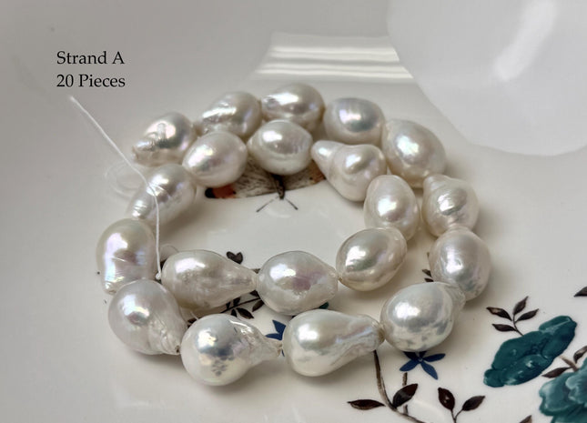 One-Of-A-Kind 11-14x14-20 mm AAA Jumbo Size Baroque Freshwater Pearl Beads Genuine Natural White Edison Baroque Pearls #P3310