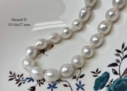 One-Of-A-Kind 11-14x14-20 mm AAA Jumbo Size Baroque Freshwater Pearl Beads Genuine Natural White Edison Baroque Pearls #P3310