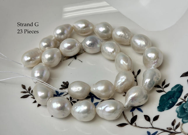 One-Of-A-Kind 11-14x14-20 mm Jumbo Size Baroque Freshwater Pearl Beads Genuine Natural White Freshwater Edison Baroque Pearls #P3310
