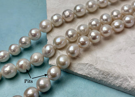 9-12mm Natural White Freshwater Edison Pearl High Luster Baroque Pearl 38 Beads #P3316