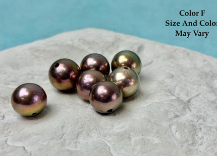 ONE Piece Rare AA 13-14 mm High Luster Large Hole Round Edison Freshwater Pearl Dark Mauve Purple Color 2.1mm Hole #P3317